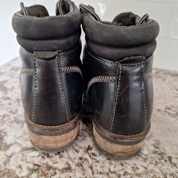Taos lace up black leather‎ moto boots size 39 black - Picture 3 of 9